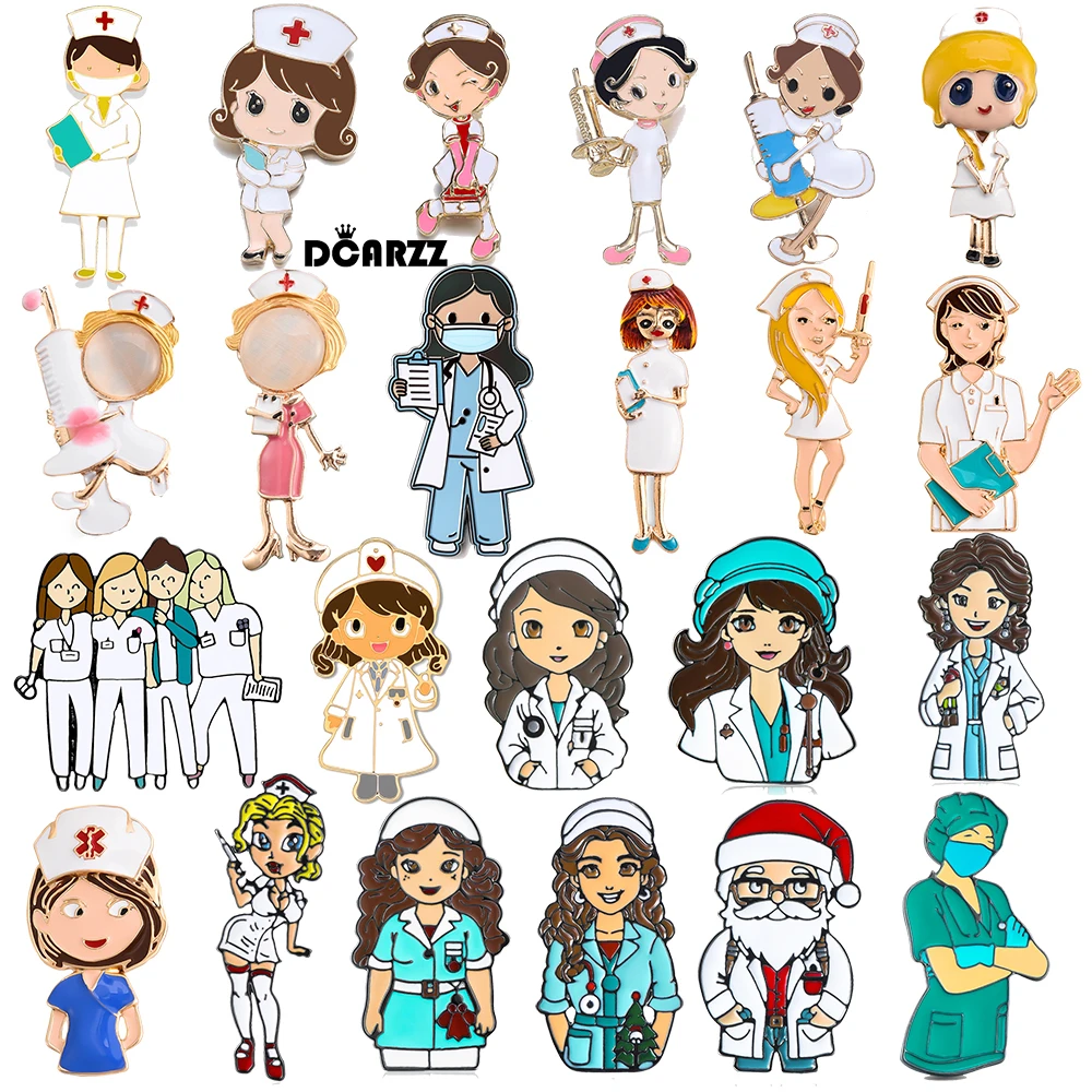 

DCARZZ Cartoon Nurse Enamel Pins Brooches Many Cute Medical Women Doctor Lapel Badge for Woman Girls Medicine Staff Gifts