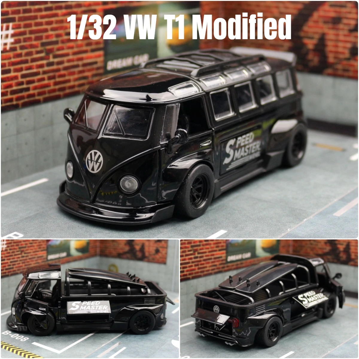 1/32 Volkswagen T1 Minibus Samba JDP Modified Toy Car For Children