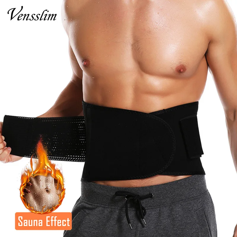 Vensslim Slimming Compression Sauna Sweat Trimmer Belt Men Waist Trainer Hot Thermo Neoprene Slim Corset Body Shaper Strap Band