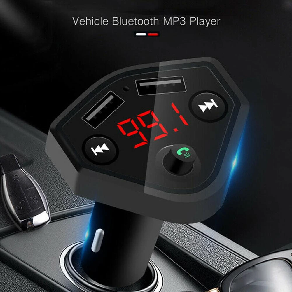 Toma de mechero de coche B4 12 24v, Cargador Usb, reproductor Mp3, compatible con Bluetooth, llamadas manos libres, pantalla Led| | -