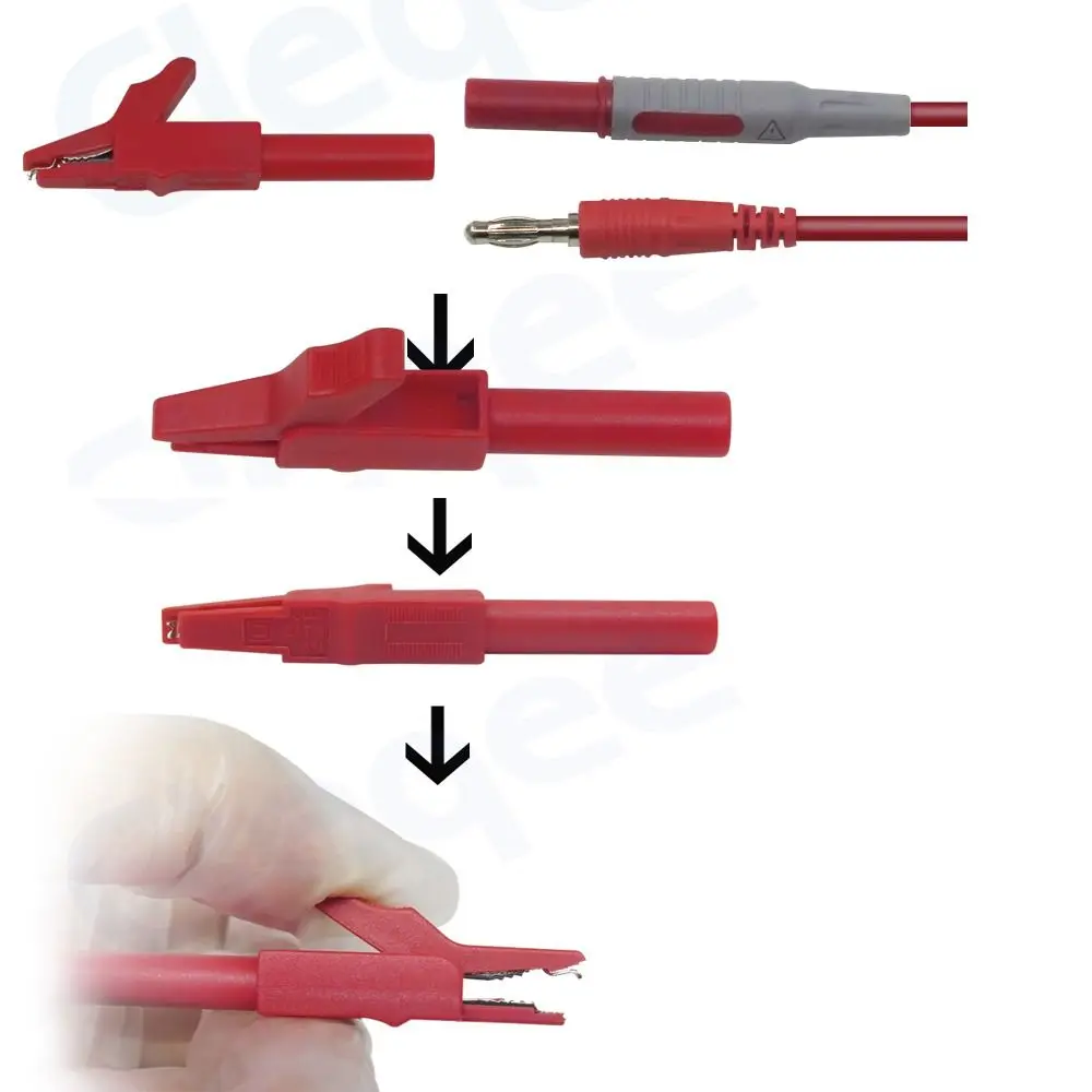 Alligator Clips 56mm Alligator Clip to 4mm Socket for 4mm Banana Plug Crocodile Clamp Safe Test Accessories 300V/15A Testing Tools