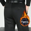Thicken Fleece Winter Fashion Suits Pants Men Straight Stretch Warm Dress Trousers For Male Khaki Black Office Formal Pants 3