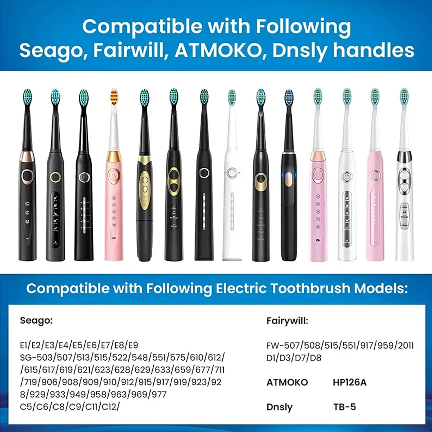 Replacement Toothbrush Heads 4/8pcs For Seago/Fairywill Electric Toothbrush Dupont Bristle Refill Tooth Cleaning