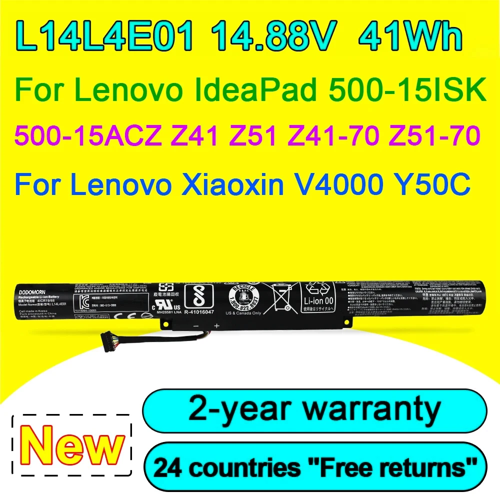 Bateria do Portátil para Lenovo Ideapad L14l4e01 50015acz 500-15isk Z41 Z51 Z4170 Z51-70 Xiaoxin V4000 V4000-ise Série Y50c Novo