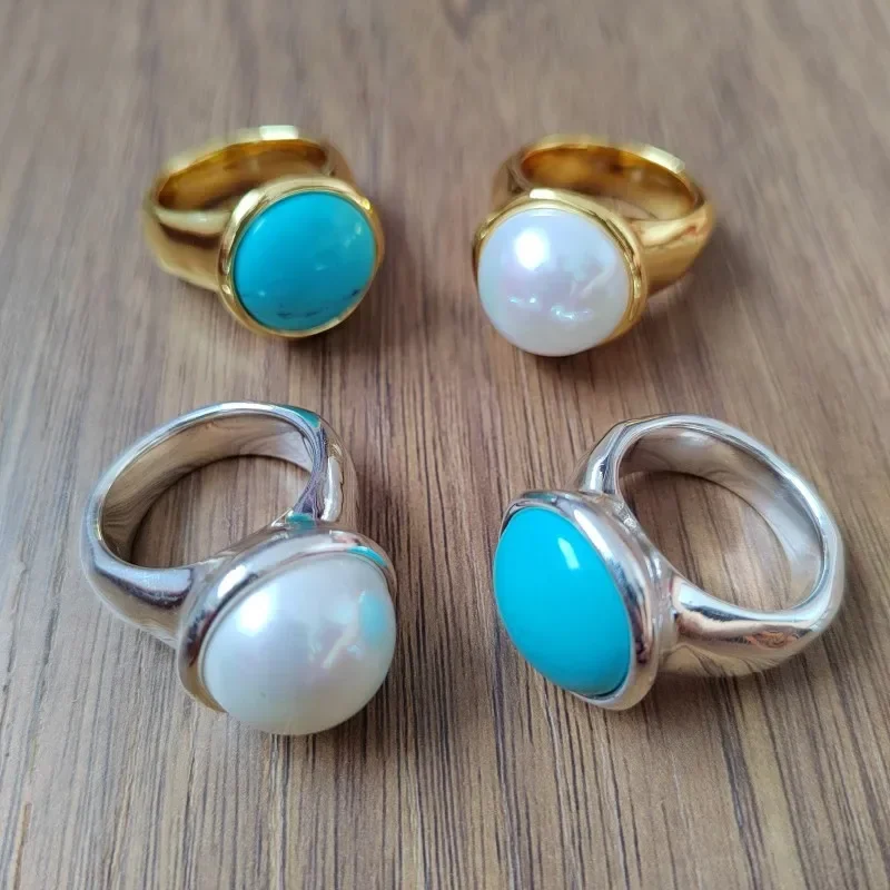 Elegant Summer Fairy Style Pearl and Turquoise Ring