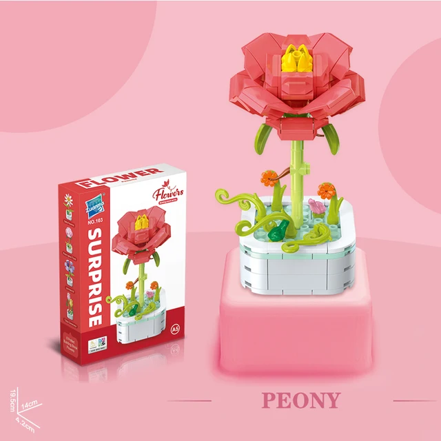 Bouquet Building Block Set Plant Potted Bricks Toys Sunflower Rose Tulip Simulation Flower Desktop Ornament Girls Romantic Gifts - 103A-5