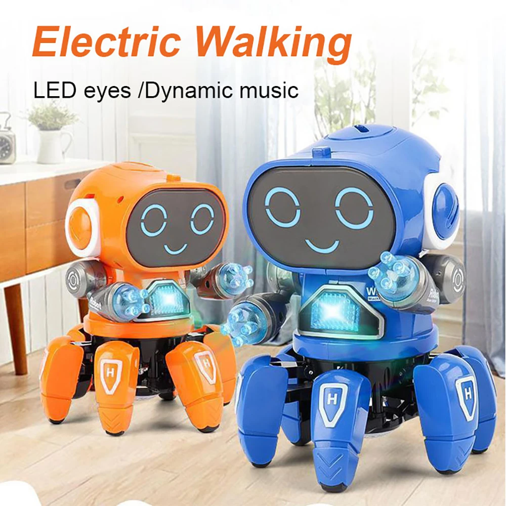 

Robot Toy Dance Music 6 Claws Robot Octopus Robots Birthday Gift Toy for Children Kids Early Education Baby Toy Boys Girls