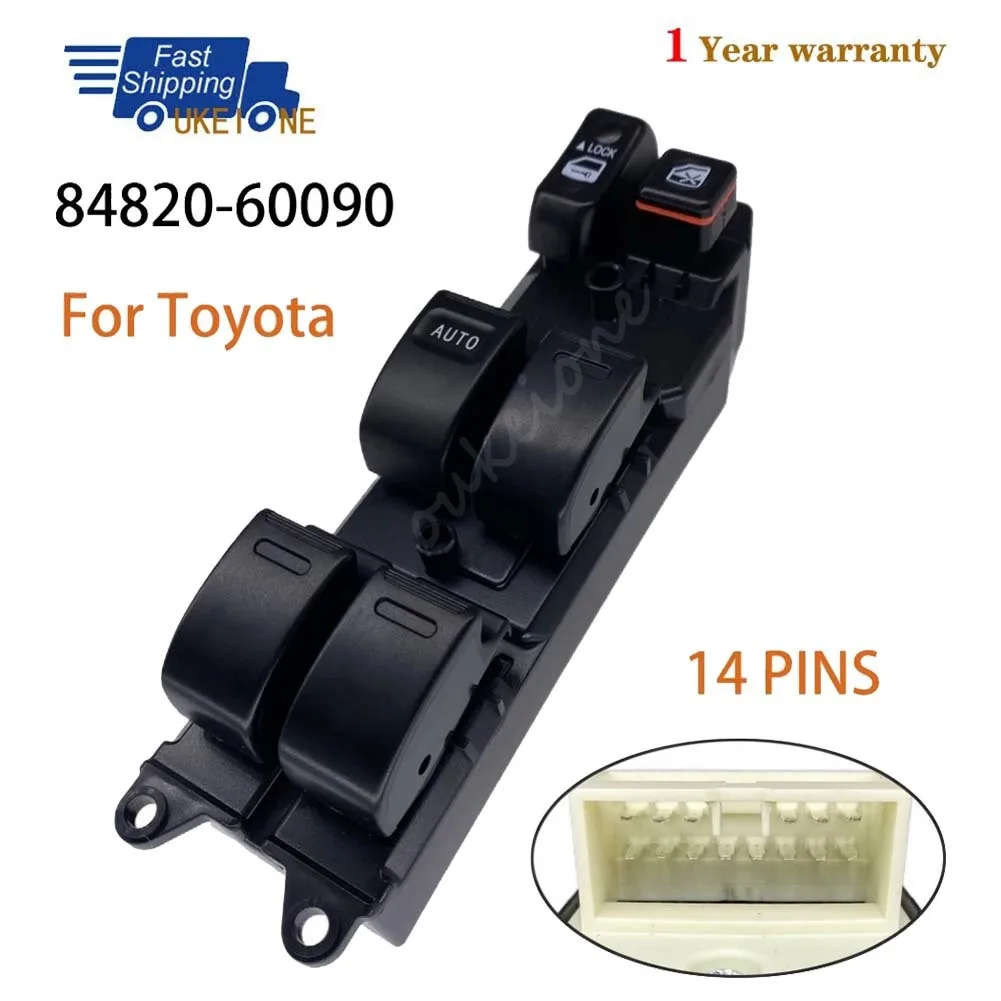 Interrupteur Lève-vitre électrique Avant Gauche Pour Toyota Camry, Corolla, Avalon (1997-2002) - Référence OEM 84820-60090