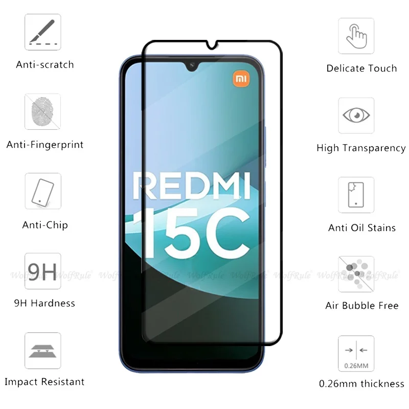 6-in-1 Für Xiaomi Redmi 15C Glas Für Redmi 15C Gehärtetes Glas 9H HD Schutzhülle Volle abdeckung Screen Protector Redmi 15C Objektiv Glas – Detail 3