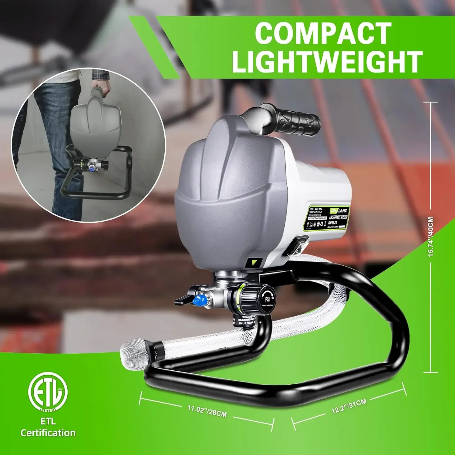 PHALANX Airless Paint Sprayer, 7/8HP 780W High Efficiency Airless Stand Sprayer, 3000PSI Electric Paint Sprayer with Cleaning Ki