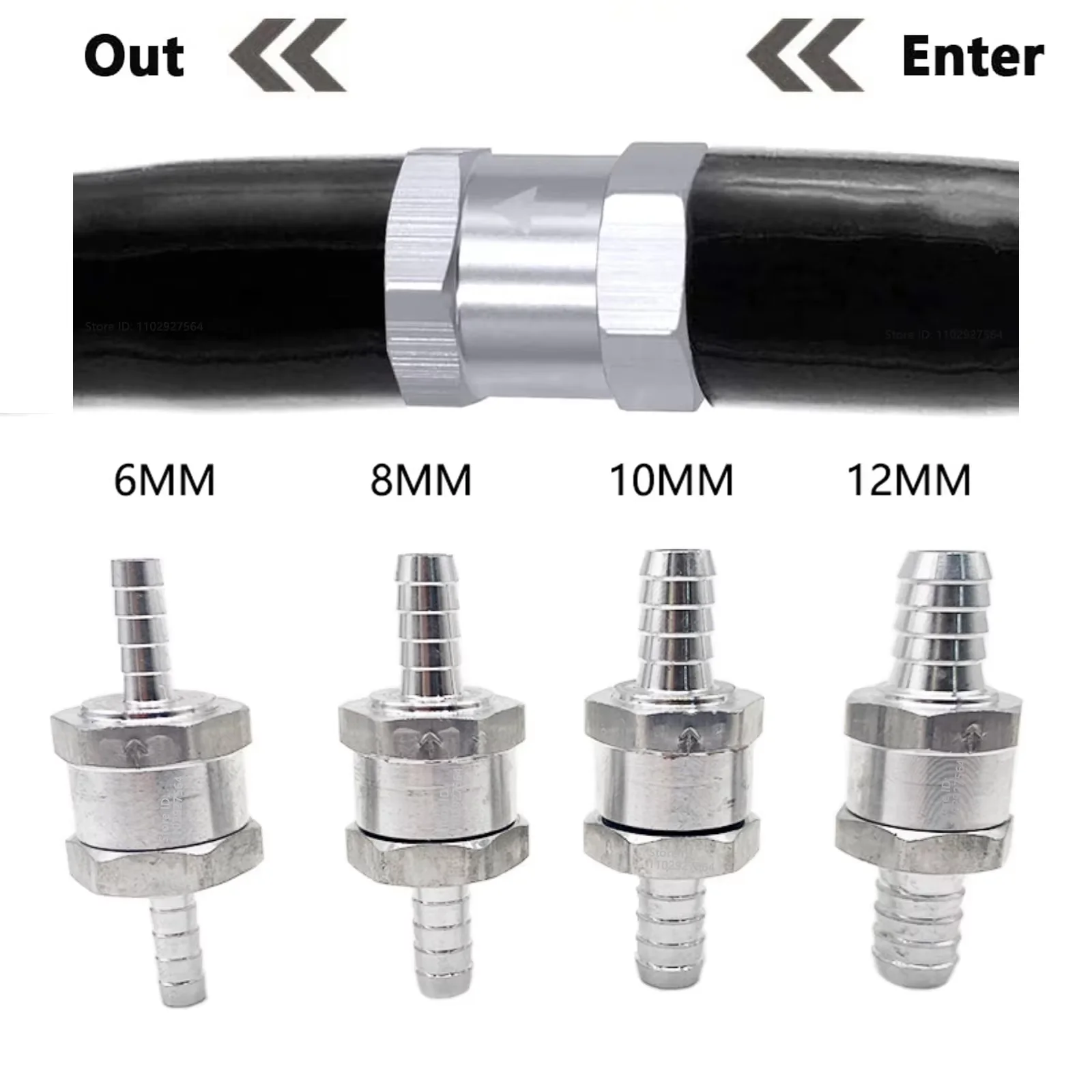 Universal Fuel Non Return Check Valve 6/8/10/12mm Aluminium Alloy Petrol Diesel Water Fuel Line One Way for Peugeot Renault