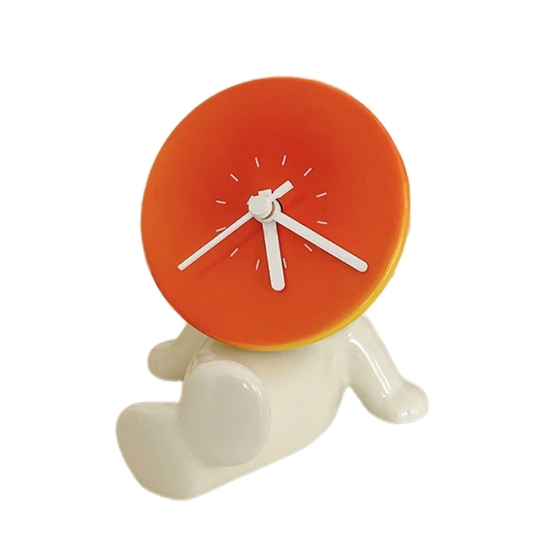 

Ceramics Table Clock with Sunset Statue Perfect Gift for Home and Office