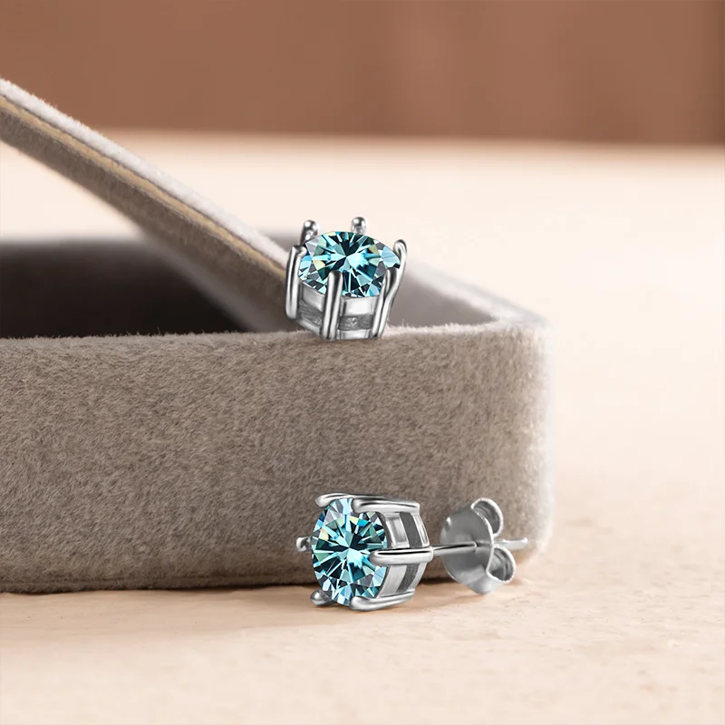 Moissanite Silver Earrings | 1 Ct Moissanite Stud Earrings