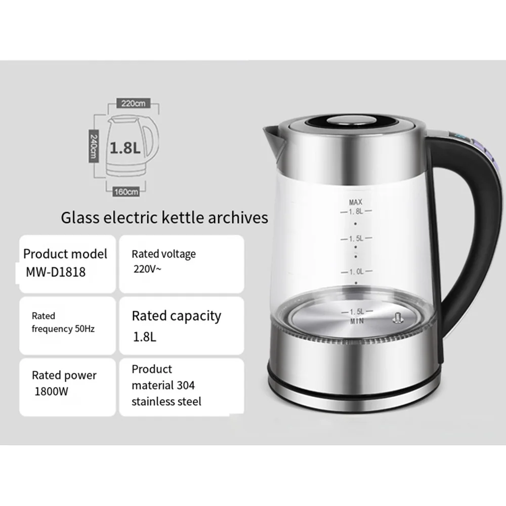 fervente doméstica, Multifunções, Isolamento automático de desligamento, 1.8l, 220V