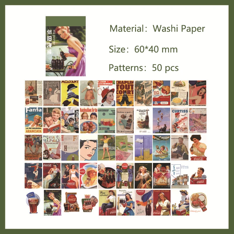 JIANWU 50 Pcs Cosmic Starry Aesthetic Journal Washi Sticker Book