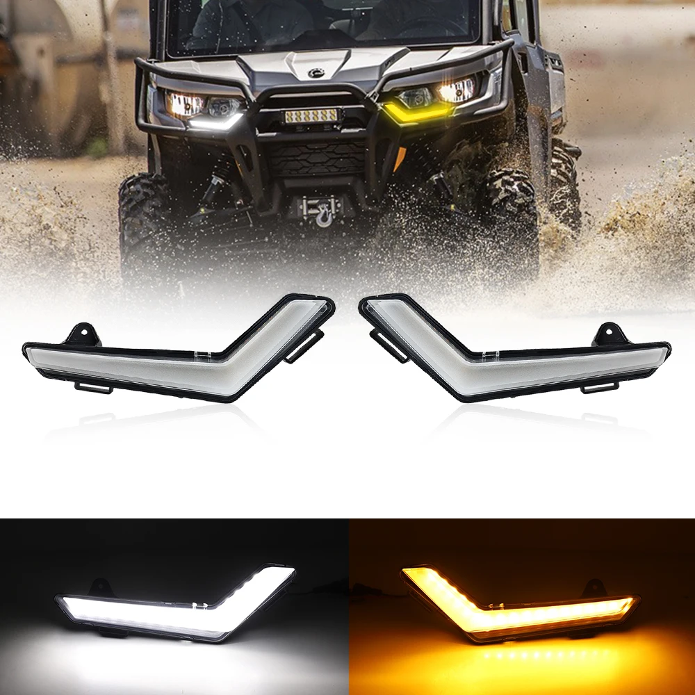 

UTV LED Signature Lights Turn Signal Light for Can-Am Defender Commander 2020 LED Front Flow Light DRL Lights