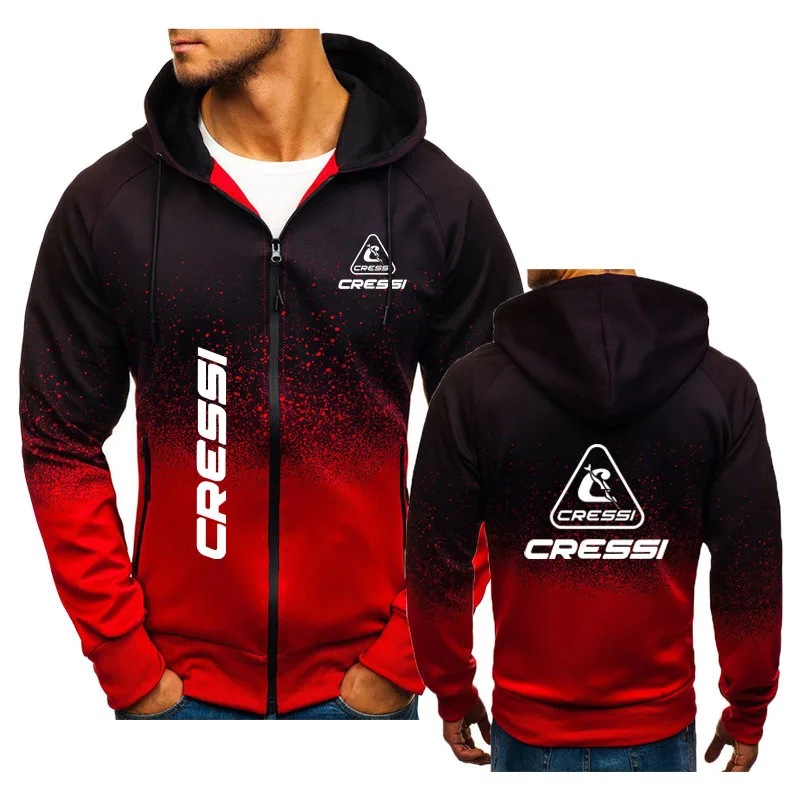 

2024 Classic men's hoodie Scuba Dive Cressi print Hot sale Men's coat Brand loose Color contrast 3D men's zip sweatshirt top