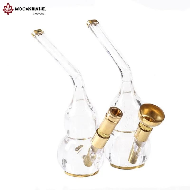 MOONSHADE Mini Dual Brass Tobacco Pipe Filter Tubedual Purpose Filtration Hookah Shisha Water Pipe for Smoking Accessoriey