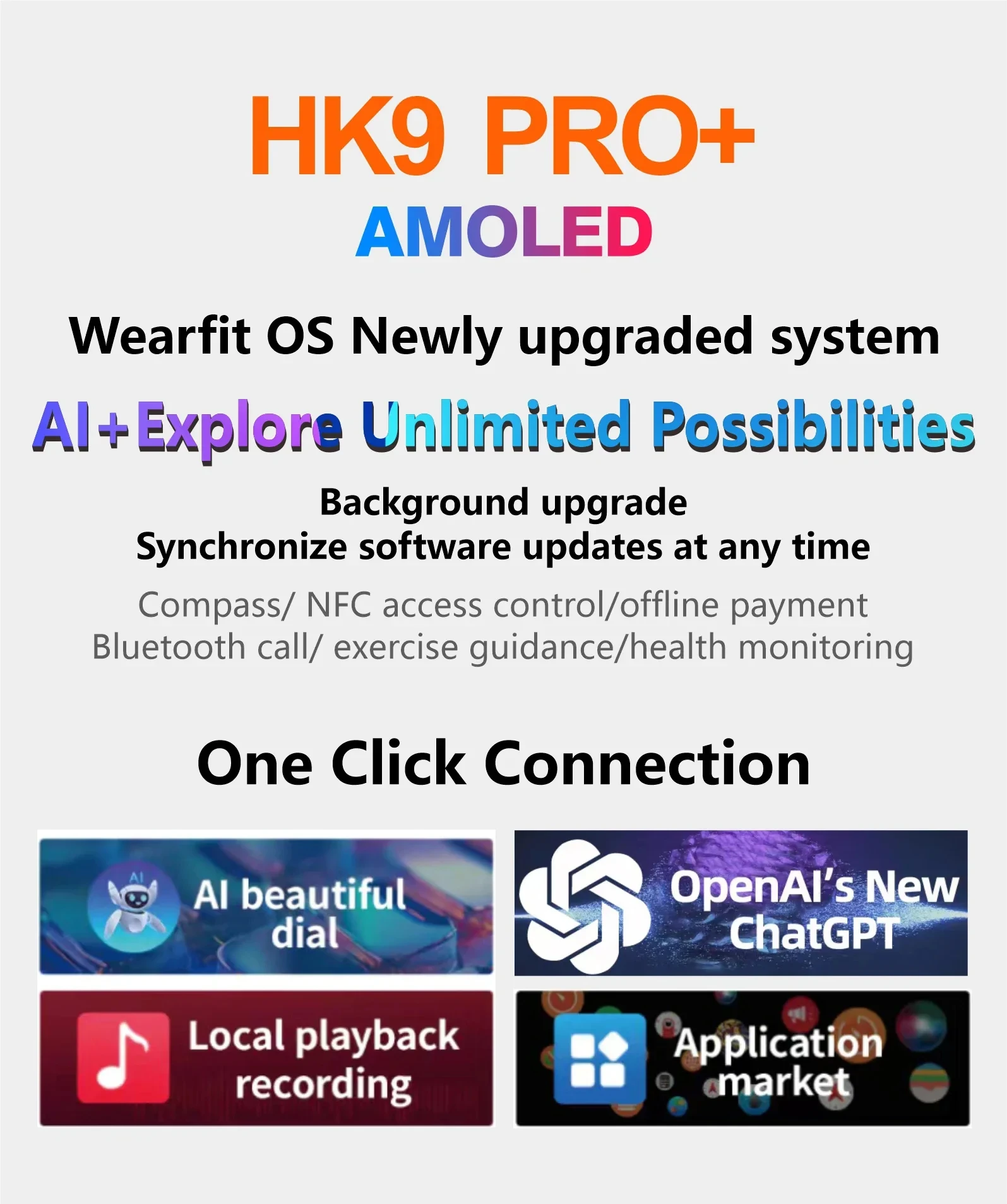 HK9  ÷  (3 ) AMOLED Ʈ ġ, Ai ġ ̽, AMOLED ø 9, ChatGPT NFC Ʈġ, ̳ Ϸ
