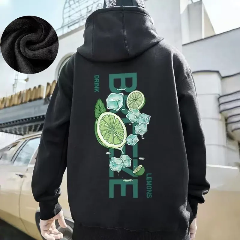 Hooded sweater men's trendy brand large size M-8XL men's autumn and winter style plush and thick fat hip-hop pullover jacket