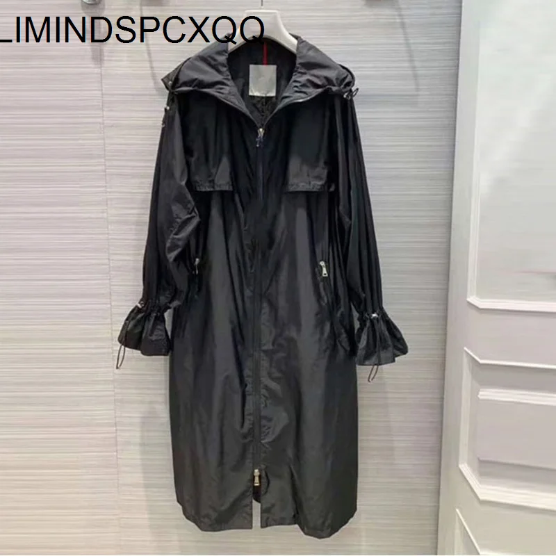 

2023 New Spring Thin Women's Mid-length Windbreaker Slim Waist Fashion Sun Protection Clothing UV Protection Breathable Jacket