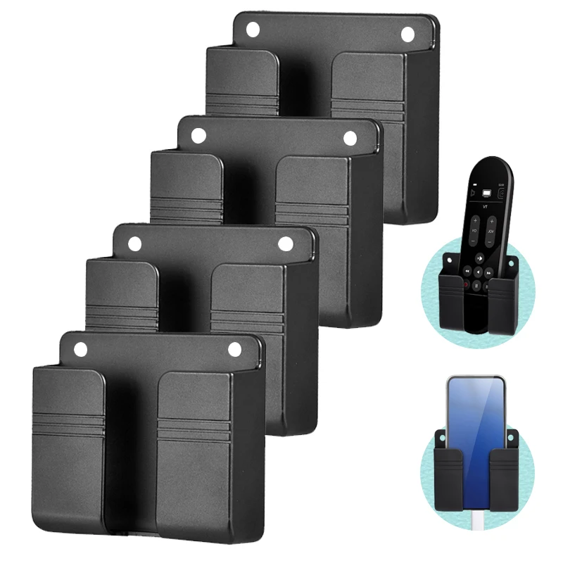 4 stücke Wand Halterung Telefon Halter Schwarz Weiß Schlag Kostenloser Wand Handy Halterung Ladestation Faul Klebrige Fernbedienung Lagerung box – Detail 2