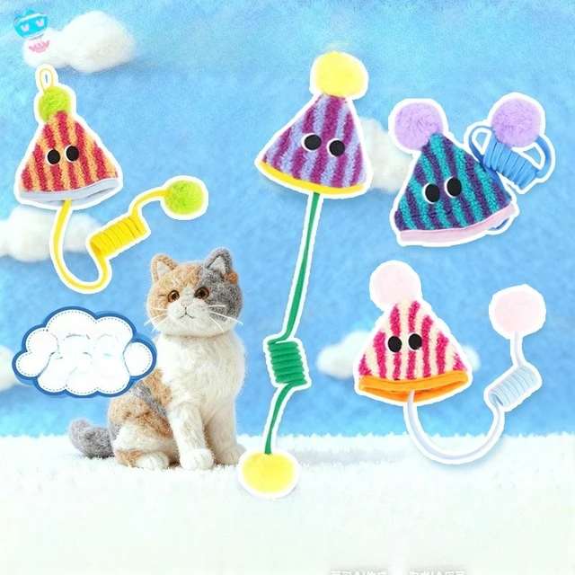 Cat Toys for Self Enjoyment Relaxation Swinging Hanging Door Style Furry Ball Elastic Rope Cat Teaser Stick 2