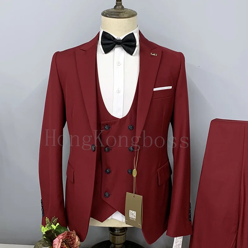 (coat+vest+pants) Advanced men's suit, solid color men's suit, business suit set, wedding men's suit set, business suit