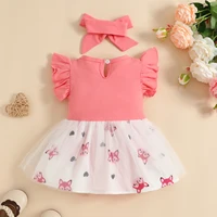 2 pieces of girls sleeveless mesh dress Kazakhstan baby girl fox false suspenders mesh skirt which contains bag fart briefs baby 2