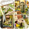DIY Book Nook Wooden Miniature Model Kit Sylvia Garden Bookend Assembled 3D Puzzle Light Bookshelf Home Decor Friends Gifts 6