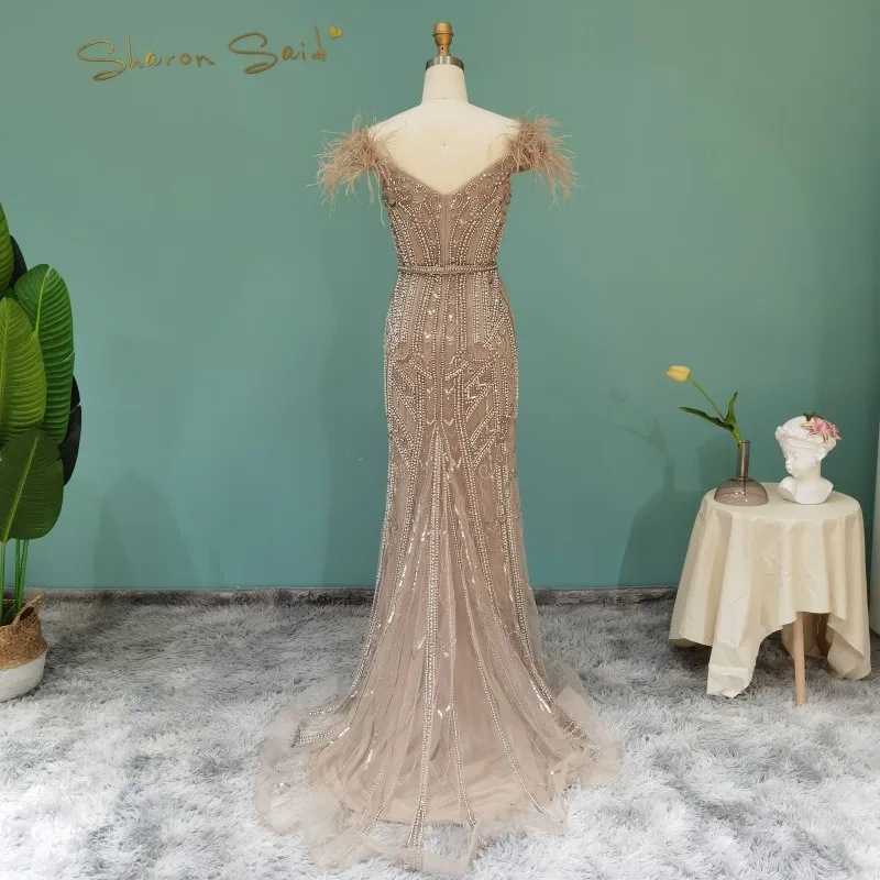 Luxury Feather Champagne Mermaid 
