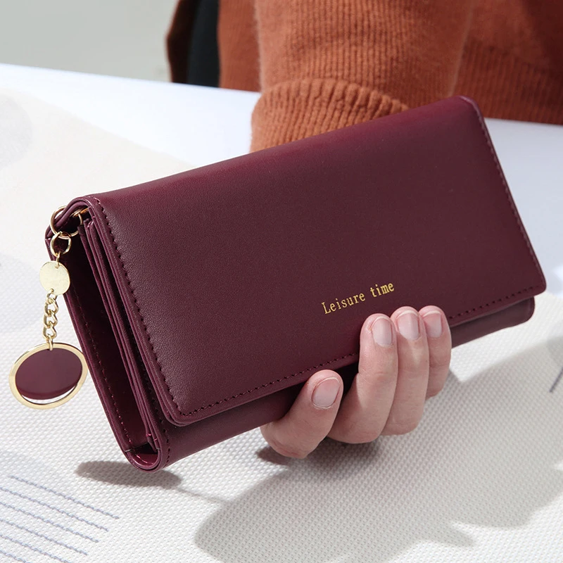 Fashion Women Wallets Brand Letter Long Tri-fold Wallet Purse Fresh Leather Female Clutch Card Holder Cartera Mujer