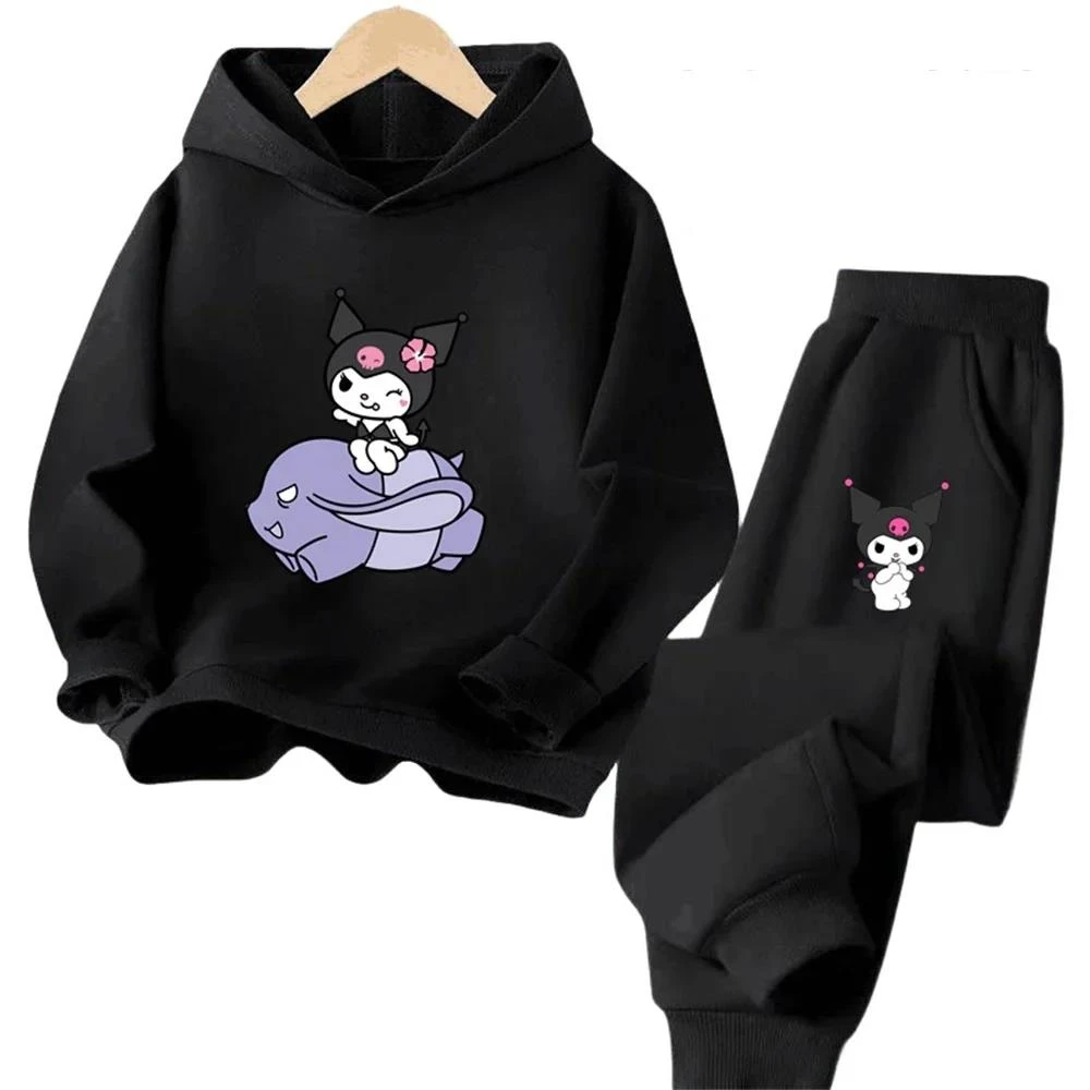 thumbnail image 1 of Conjunto de sudadera con capucha Kuromi para niñas y niños, sudaderas de manga larga para niños, primavera y otoño, camisetas con capucha informales de dibujos animados para niños de 3 a 14 años, 1 of 5