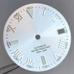 Grey Silver Sunburst 29mm Watch Dial with Roman Numerals and Multi - Colored Hand Set (Silver)