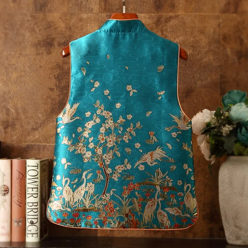 Fashion Vest Brocade Crane Jacquard New Chinese Style Artistic Retro Women's Cardigan