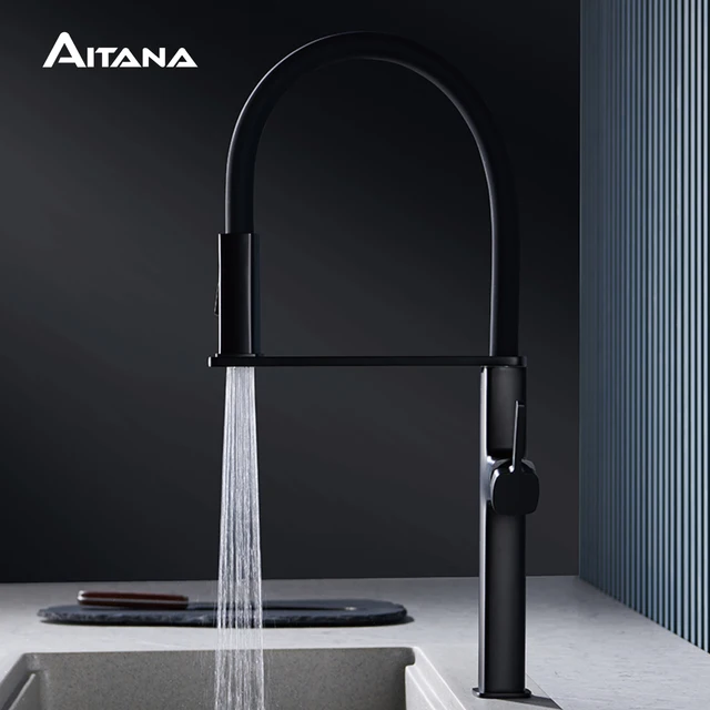 High End สีดำทองเหลืองก๊อกน้ำสำหรับห้องครัวตัวดูดแม่เหล็กออกแบบ2ฟังก์ชั่นเดี่ยวเย็นและ Hot Dual ควบคุมก๊อกน้ำ 1