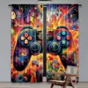 2Pcs Satisfactory Game Room Curtains Video Gaming Theme Colorful Decor Playroom Home Apartment Bedroom Living Room 2