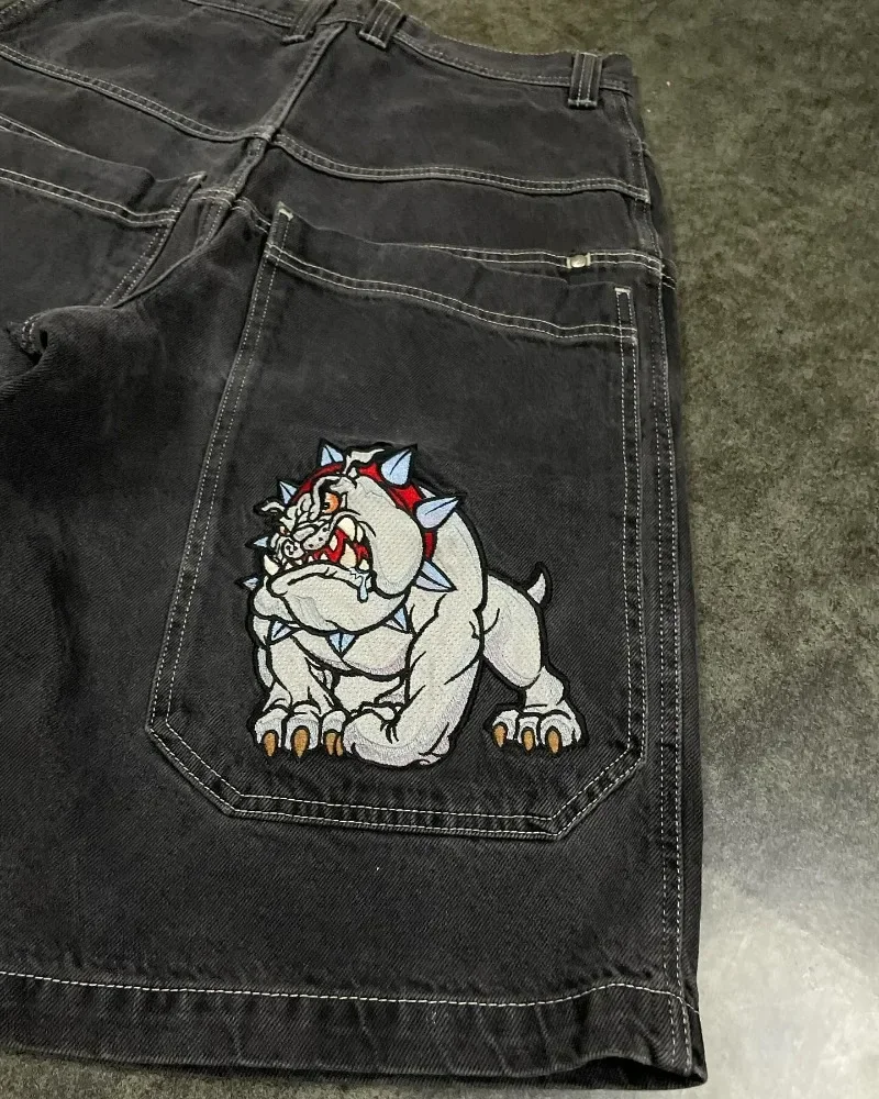 Jnco Baggy Denim Short Harajuku Y 2K Jeans Hiphop Vintage Patroon Zomer Nieuwe Mannen Gothic Heren Basketbal Short Streetwear