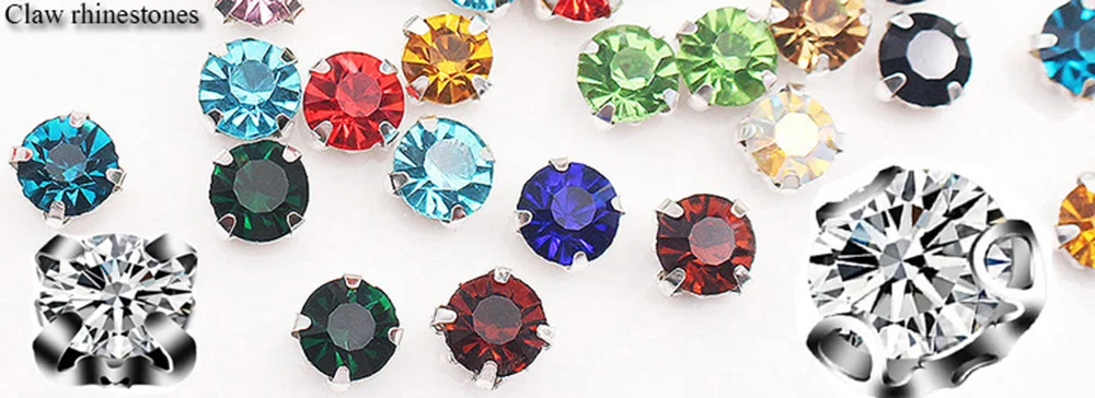 Description Picture 2 of item3mm-8mm Claw Cup Sewing Rhinestones Strass Flatback Crystas Stones Silver Base Sew On Rhinestones For Clothes Needlework Gems