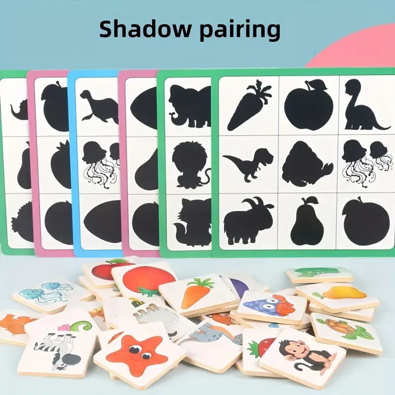 1 Set Shadow Pairing Board Game Parent-child Interactive Games Animal Fruit Shape Puzzle Logical Thinking Game Montessori Toys