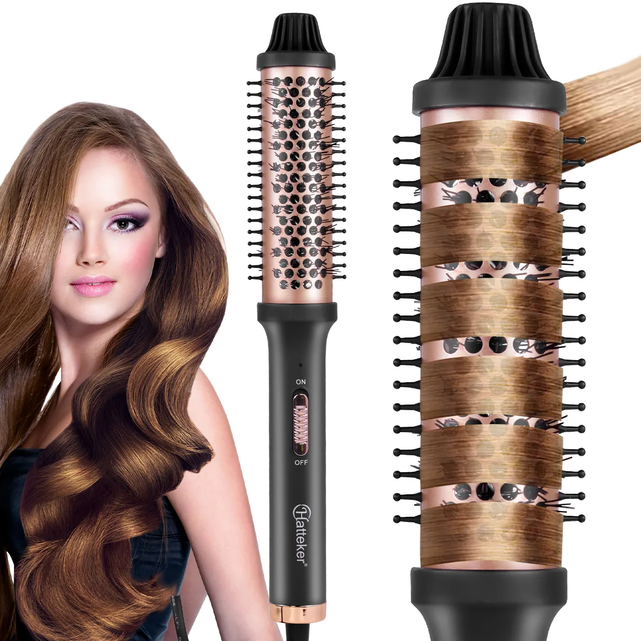 Haetteker Electric Curling Comb Plush Hair Roller Home Use Heat Styling Long Short Hair Brush Voluminous Curling Comb Inner Bend_voghion.com