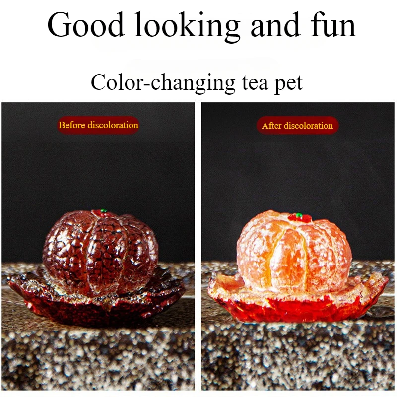 Chinese Resin Color Changing Tea Pet Lucky Orange Model Tea Figurine Ornaments Home Set Decoration Accessories Crafts