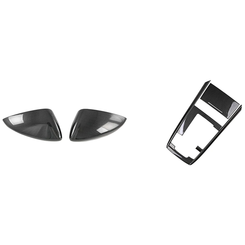 

2 Set Car Accessories: 1 Set Car Rear View Side Glass Mirror Cover & 1 Set Car Central Control Gear Panel