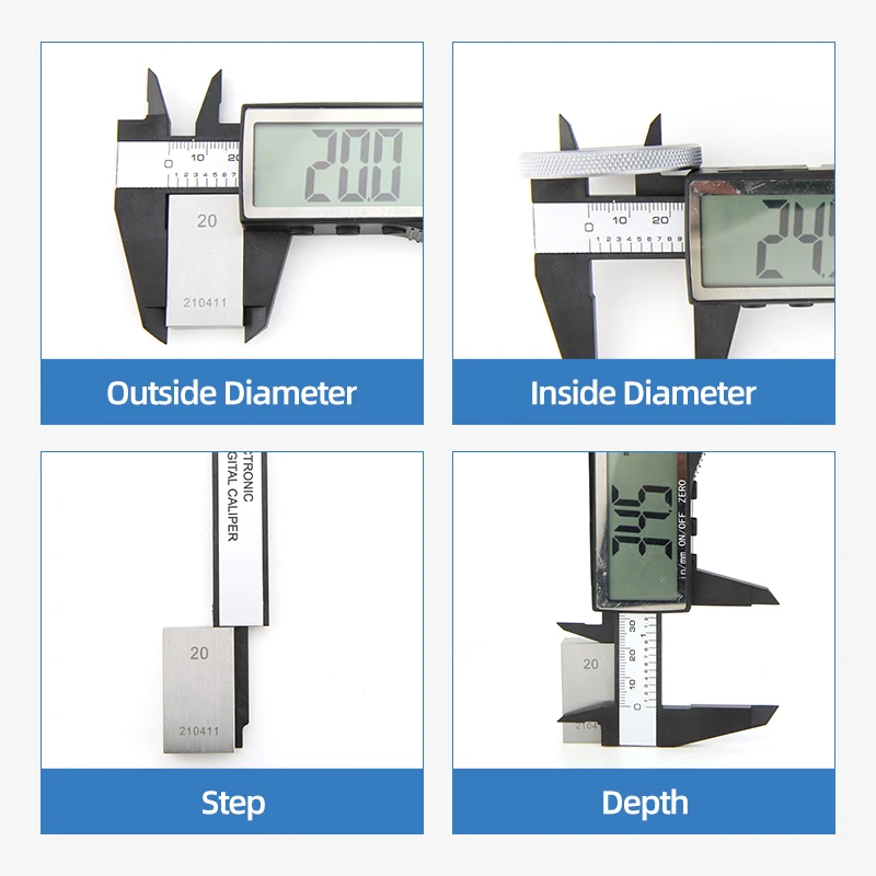 Description Picture 4 of itemElectronic Caliper Digital Pachometer Plastic Big Screen Thickness Gauge Woodworking Tool Measuring Instruments Vernier Calipers