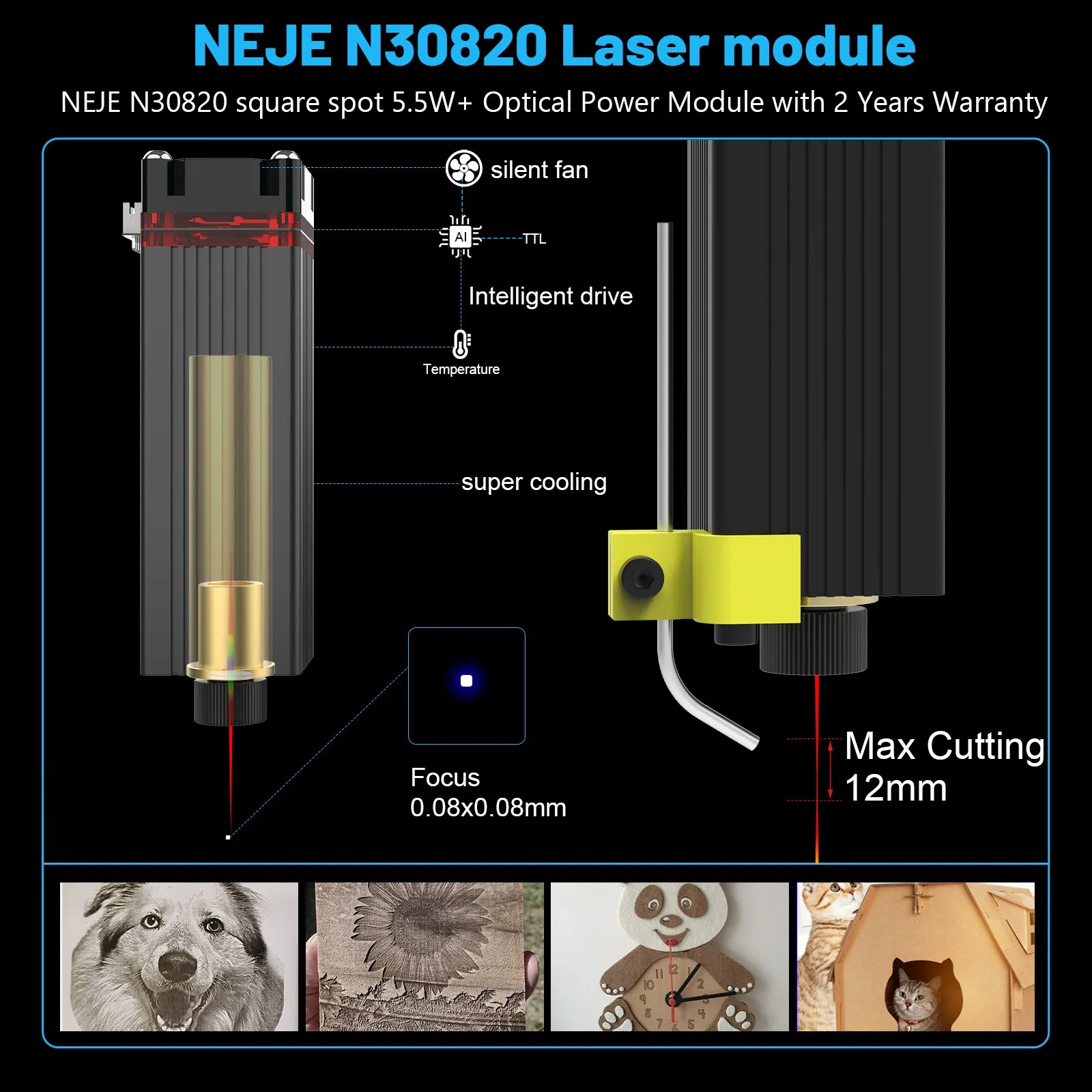 NEJE 3-Graveur Laser à Diode Carimplantée en Métal, Machine de Découpe et de Gravure, Routeur CNC 3D pour Bois, Imprimante de Marques de Logo, 40W-80W