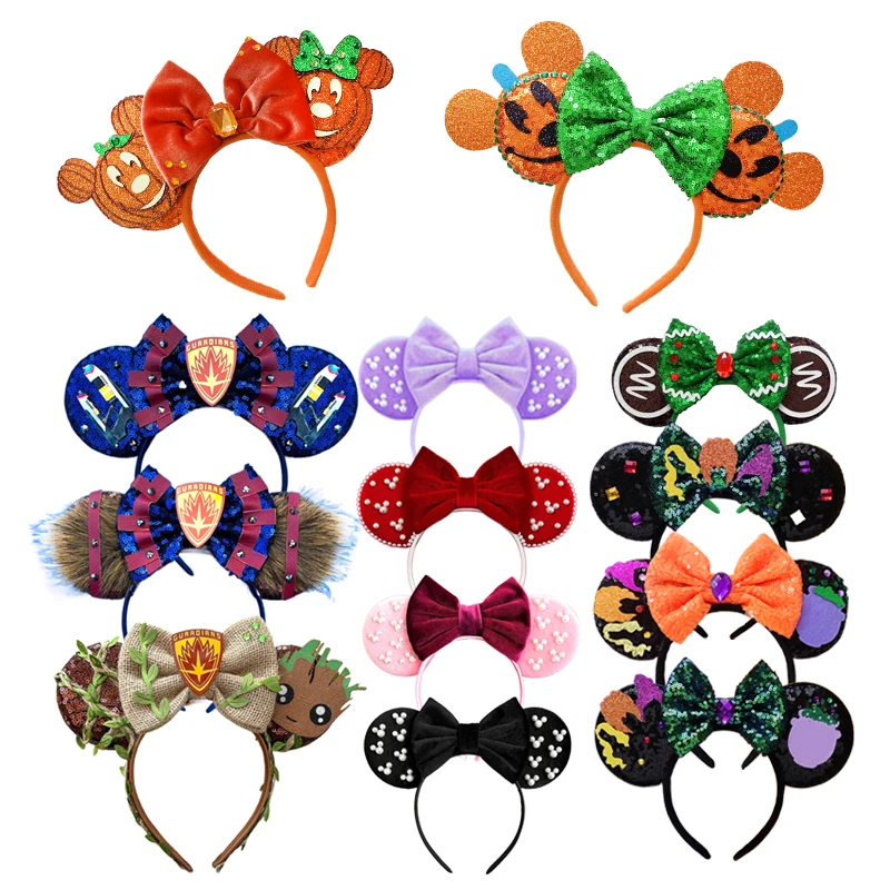 2023 Mickey Mouse Ears Headband Psychic crystal Bow Hairband Kids Festival Hair Accessories Adult Party Gift Fashion Headwear