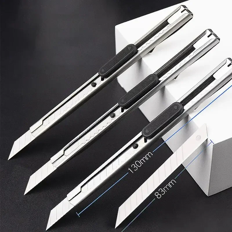 Utility Knife Stainless Steel Retractable 9mm Snap Off Blades Hobby Knife Box Cutter For Cutting At Home 15pcs