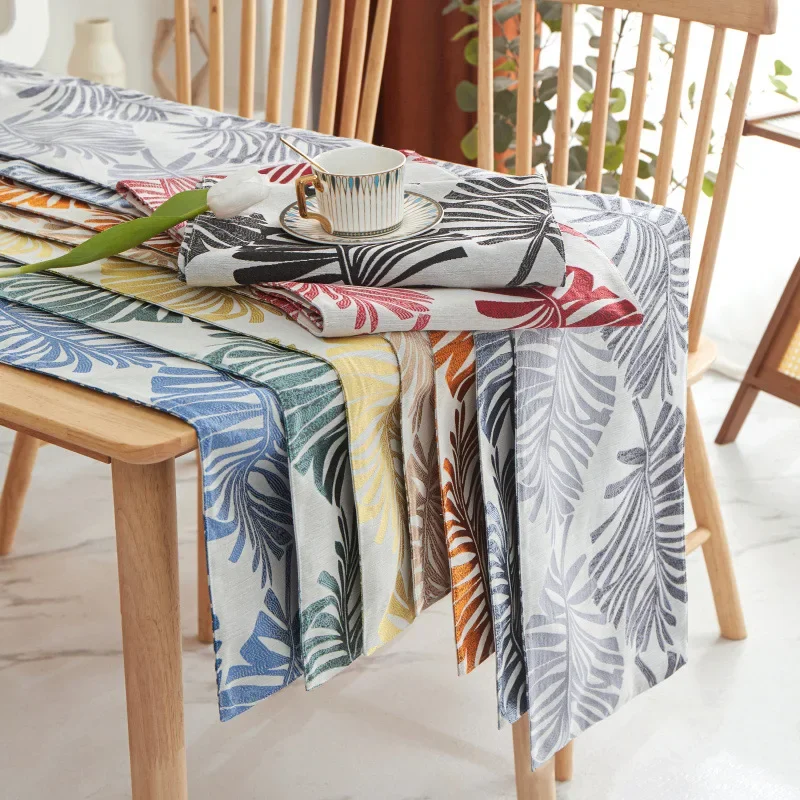 

Ins Nordic Style Double-sided Flowers and Palm Leaves New Table Flag Living Room Coffee Table Mat Tablecloth Home Decoration