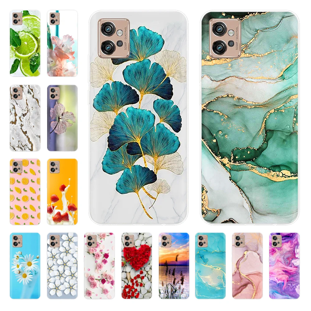 Per Moto G32 Custodia Cute Clear Flower Patterns Cover Posteriore Morbida Per Motorola Moto G32 Coque Fundas Per Moto G32 Motog32 G 32 Capa