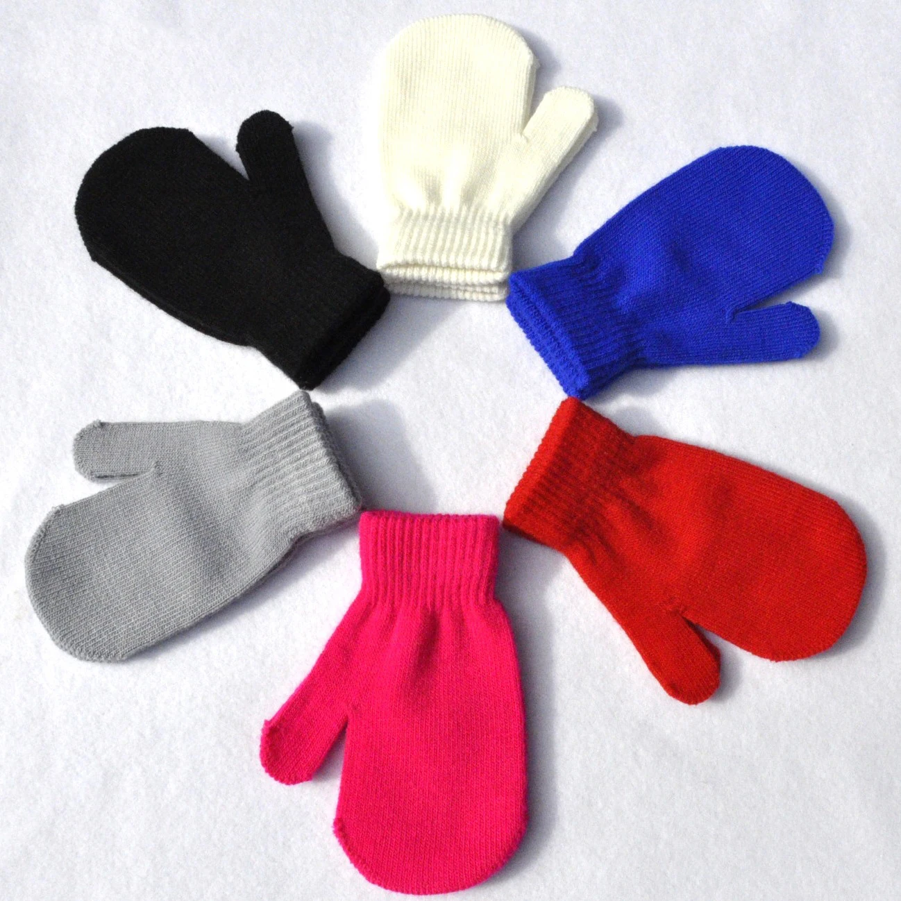 Winter Knitted Warm Gloves For 5-11Y Boys Girls Student Children Solid Finger Wrapped Mittens Outdoor Cycling Skiing Gloves